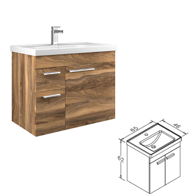 imagina Mobilier de baie ORKA Enez 65 Tesbih Walnut online magazin Super Ștefan