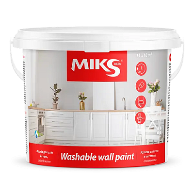  Vopsea pentru pereți și tavane ”MIKS COLOR”  rezist la spalare, albă  1,4kg online magazin Super Ștefan
