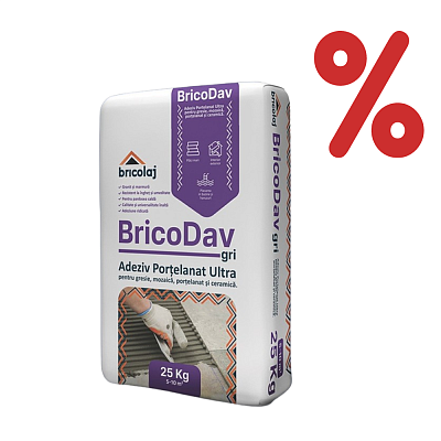  Adeziv pentru gresie Ultra BricoDav gri, 25 kg online magazin Super Ștefan
